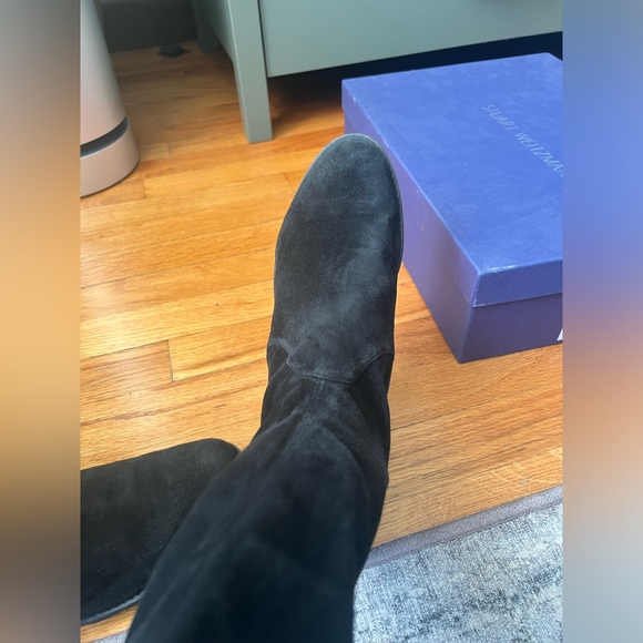 Stuart Weitzman Lowland Boots 8.5 Black Suede - Picture 6 of 16